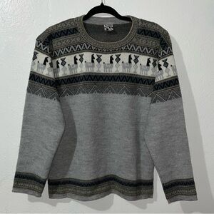 Aly Marka Tejidos Alpaca Wool Unisex Tribal Sweater Sz M Gray Soft Pullover
